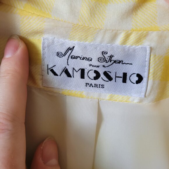 Marina Sitbon for Kamosho Paris Yellow Gingham Cropped Jacket 1980s Vintage - Picture 4 of 16
